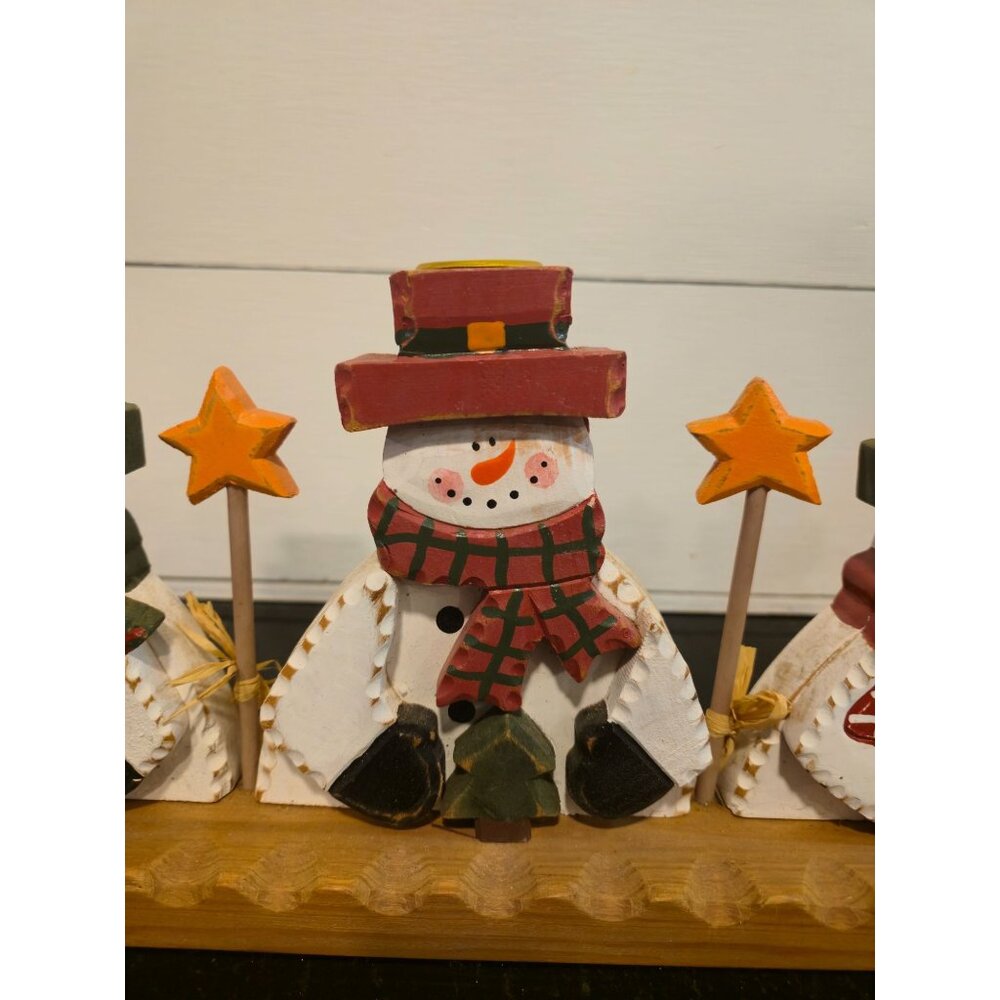 Rustic Snowman Candle Holder Primitive Christmas Centerpiece Farmhouse Holiday D - Picture 5 of 10